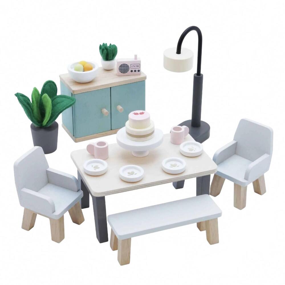 NEW LE TOY VAN kid's wooden dollhouse dining room in multicolor